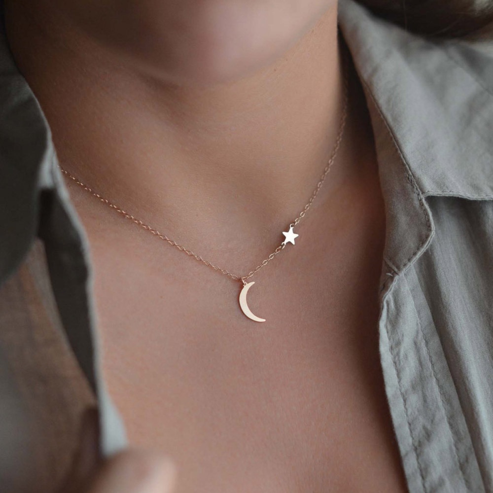 Gold moons tar necklace